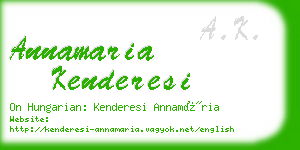 annamaria kenderesi business card